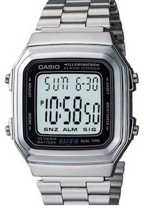 Get Casio A179W-1ADG Digital Watch for Men, Stainless Steel Band - Silver with best offers | Raneen.com