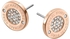 Michael Kors Women's Rose Gold Plated Pave Logo Stud Earrings - MKJ3353791