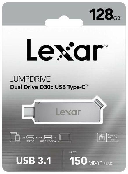 Lexar 128GB JumpDrive® Dual Drive D30c USB 3.1 Type-C