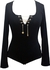 Black Thread Lace Up V Neck Tight Bodysuit