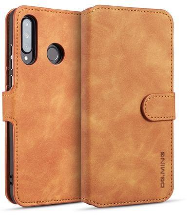 DG.MING Retro Oil Side Horizontal Flip Case With Holder & Card Slots & Wallet For Huawei P30 Lite(Brown)