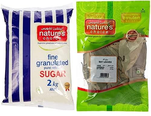 Natures Choice Fine Granulated Sugar - 2 Kg & Bay Leaves - 100 Gm