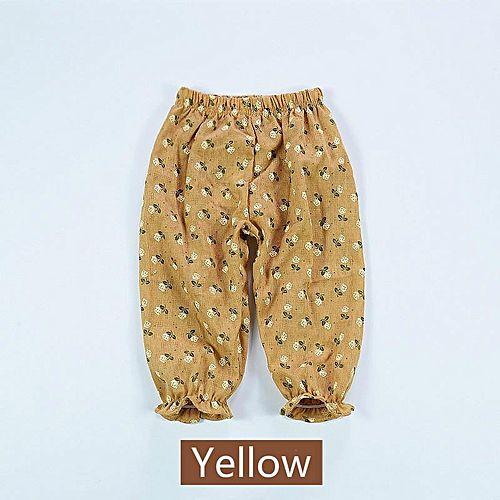 Fashion Anti-mosquito Pants Home Air Conditioning Pants Cotton Linen Thin Summer Female Baby Floral - Yellow