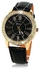 HONHX Bling Gold Crystal Women Luxury Leather Strap Quartz Wrist Watch Black