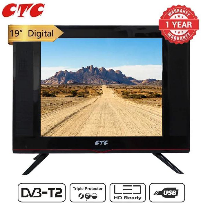 CTC 19 Inch Digital TV HD Television with 12Months Warranty (19SP17CT2) AC/DC, DVB-T2, Tripple protector, USB, Wide color Enhancer plus, LED HD Ready, Contact Movie share, Energy s