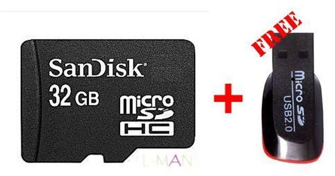 Sandisk 32GB Micro SD, Mememory Card + Card Reader