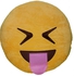 Emoji Smiley Emoticon Yellow Round Cushion Pillow- Tongue Out Laugh
