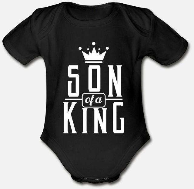 Son Of A King Dad Son Funny Matching Organic Short Sleeve Baby Bodysuit