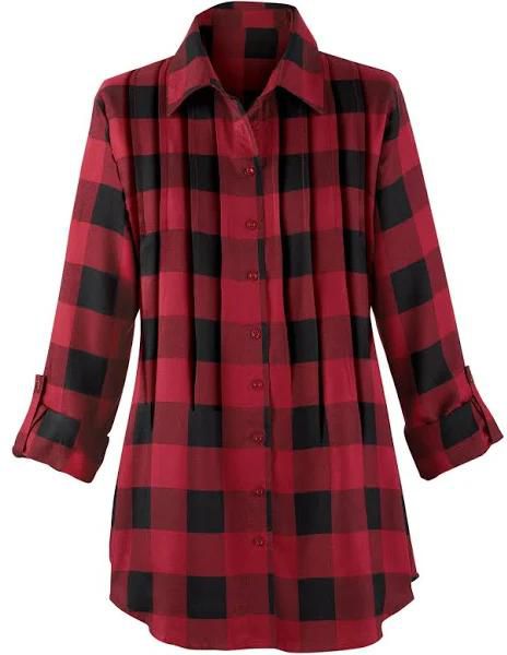 Buy Collections ETC Buffalo Plaid Pintuck Tunic Top, Women's, Size: XL, Red/Black Online in Saudi Arabia. 1506053213284829036-EPD-1506053213284829036