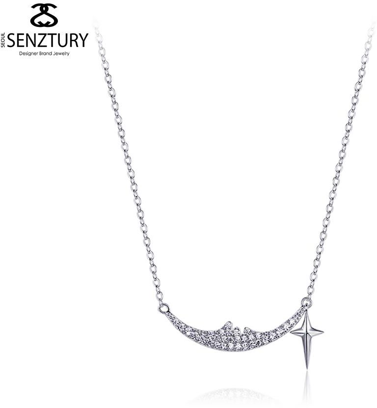 Seoulsenztury Moon-night Moving Star Necklace (Silver)