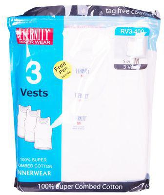 Eternity Underwear Men's 3 Pack- Vest, Super Soft Comfy 100% cotton