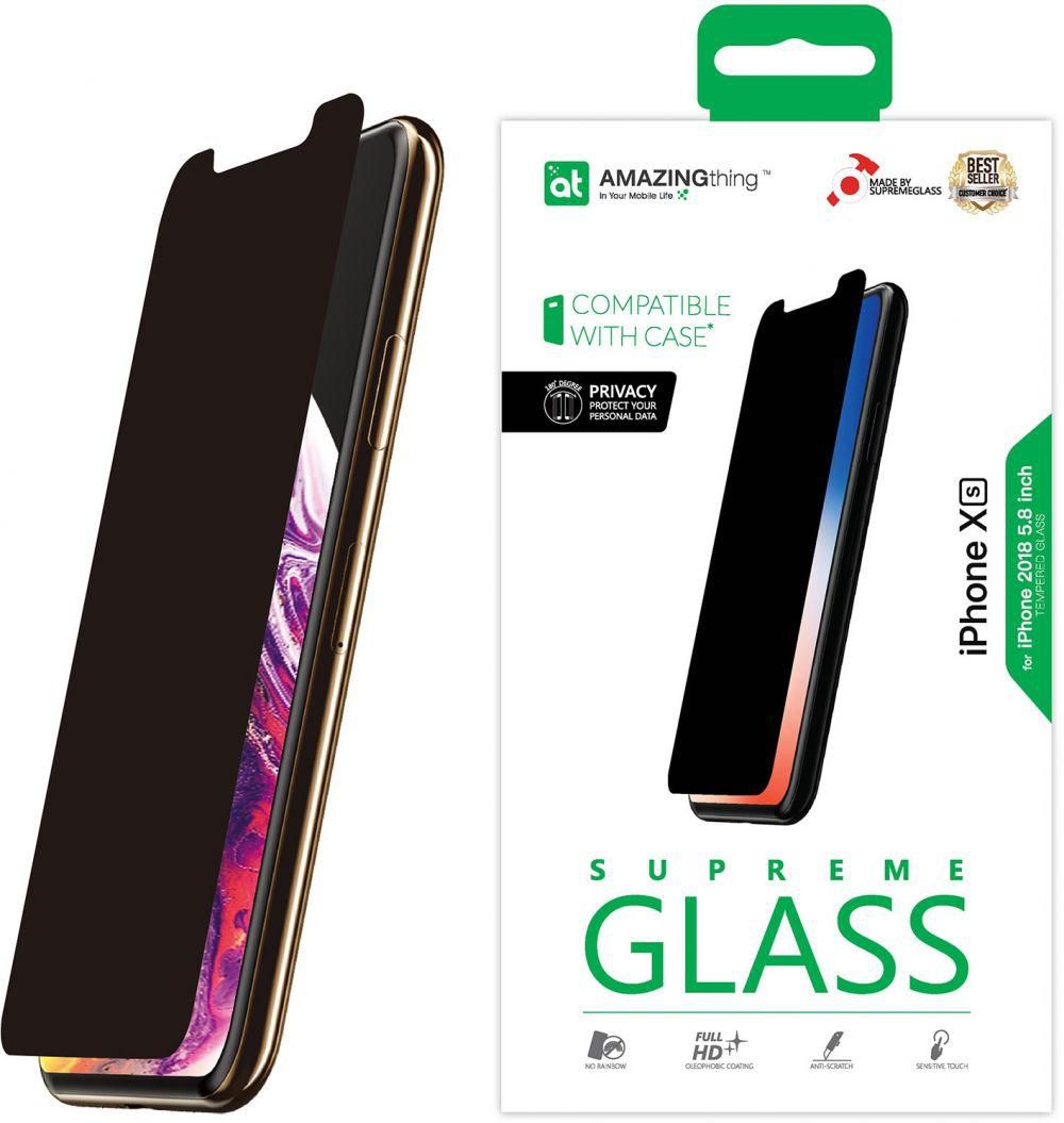 Amazing Thing iPhone XS / iPhone X PRIVACY Glass Screen Protector - Tempered Supreme Glass