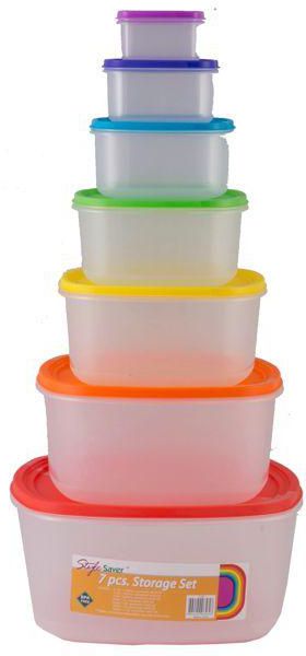 Airtight Food Storage Containers, Rainbow Coloured Caps - 7 Pcs Set, A626490c