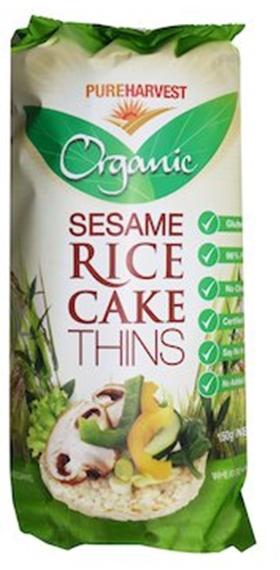 Pure Harvest Organic Sesame Rice Cakes Thins - 150 g