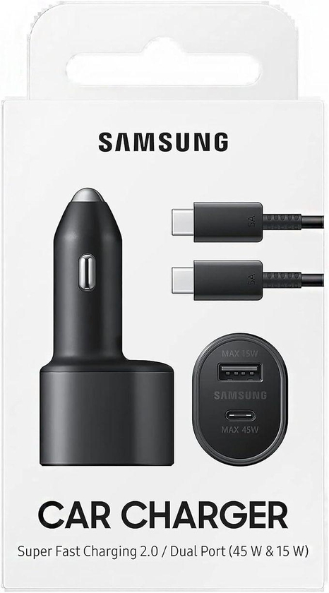 Samsung Dual Port (45W+15W) Super Fast Dual Car Charger Usb (45W+45W) Two Type C Ports And Type C-C Cable