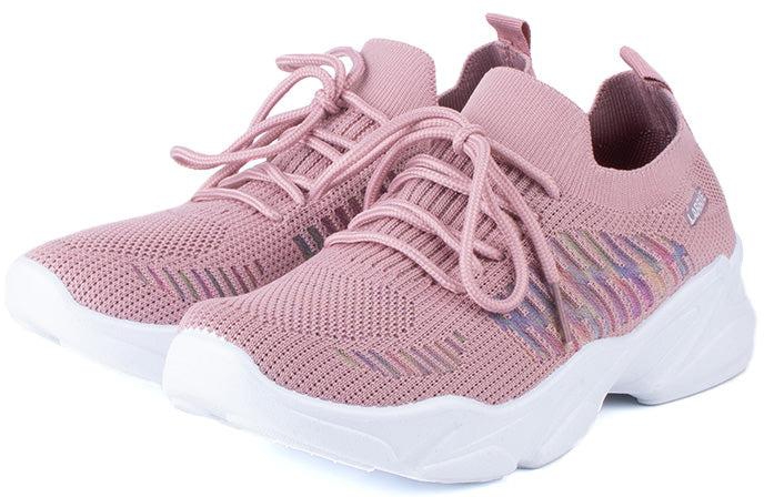 LARRIE Ladies Lace Up Fit Lightweight Sneakers - 6 Sizes (Pink)