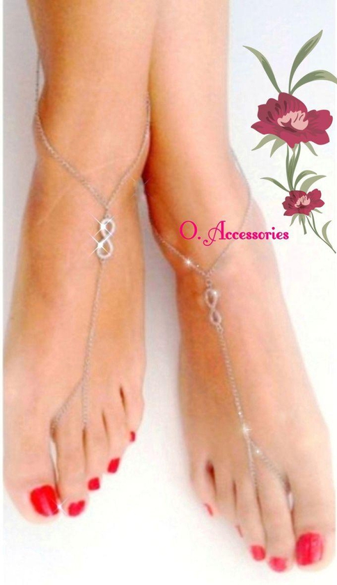 O Accessories Anklet Silver Chain _double _infinity