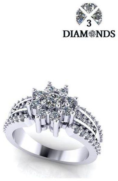 3Diamonds Women's Wedding Ring 18K White Gold Plated