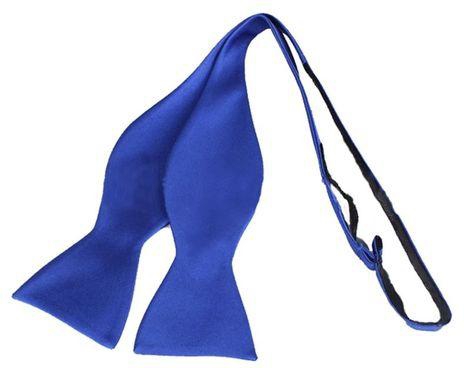 Neworldline Adjustable Men Solid Color Plain Woven Self Bow Tie Necktie Bow Tie -Blue