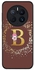 Rugged Black edge case for Huawei Mate 50 Pro Slim fit Soft Case Flexible Rubber Edges TPU Gel Thin Cover - Custom Monogram Initial Letter Floral Pattern Alphabet - B (Brown)