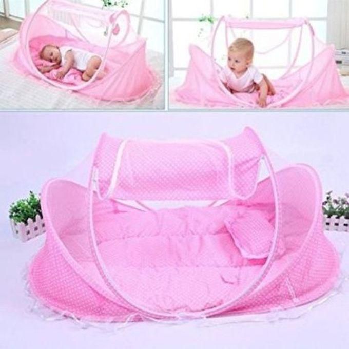 Portable Baby Crib Mosquito Net - Pink
