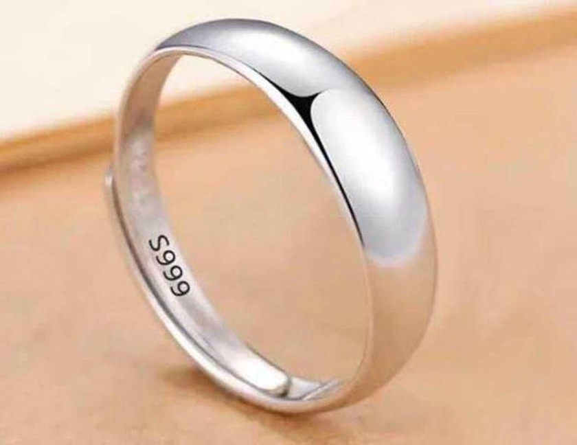 Adjustable Stainless Steel Sterling Silver Wedding Band/Ring