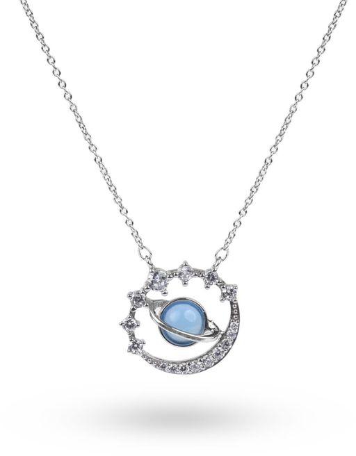A Simple Necklace For Women With A Beautiful Blue Planet, Silver 925