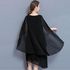 Fashion Chiffon Cape Dress E Formal Dinner Dresses For Women Plus Size 4xl 5xl Summer Robe Party Noble Red Clothing-black