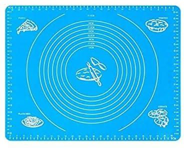 Silicone Pastry Pad Stick Pad, with non-stick panel for measurement, for rolling dough, reusable padded pancake biscuit plate baking oven mat placement pad blue7706