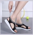 Open Toe Low Wedge Knitted Sandals Black