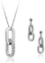 Double Rounds 18K White Gold Plated Jewelry Necklace Earring Set.