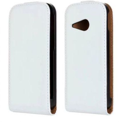 RL Leather Flip Case Cover for HTC One Mini 2 M8 Mini with Screen Protector -White
