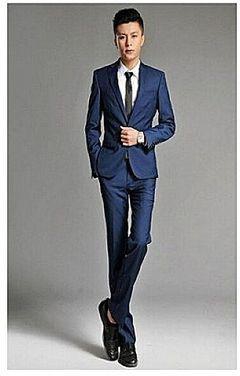 Men's Plain Suit - Navy Blue