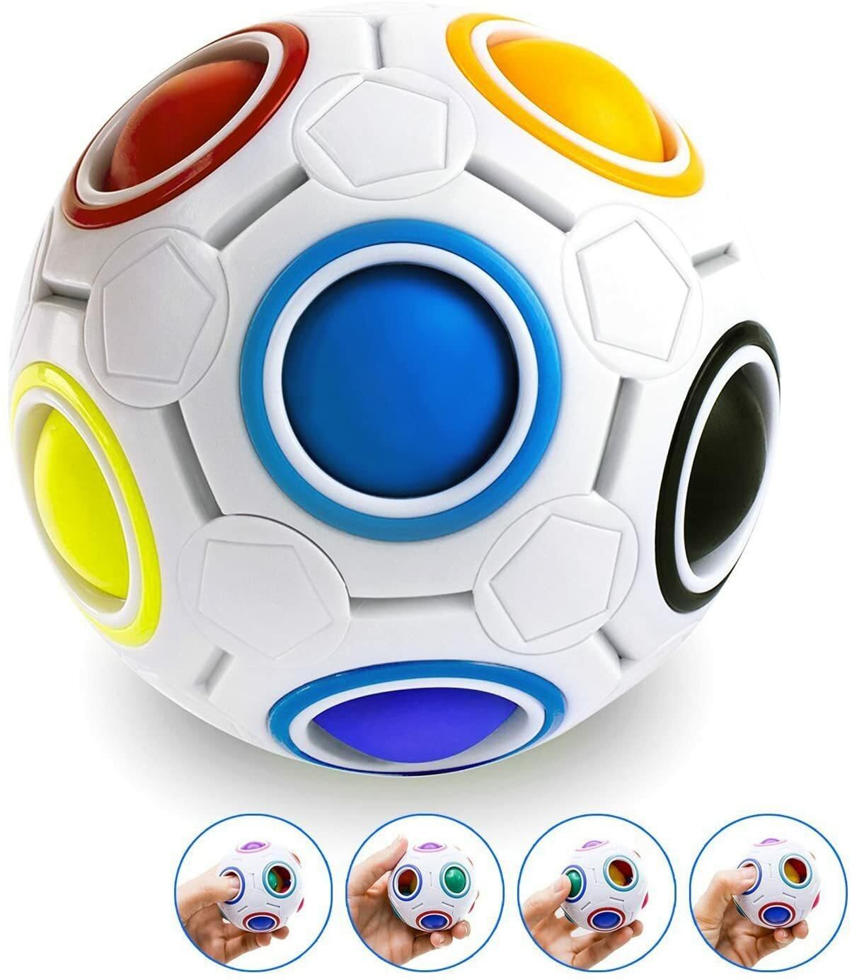 Generic Rainbow Ball Magic Cube Fidget Toy Puzzle Magic Rainbow Ball Puzzle Fun Fidget Matching Colors Game