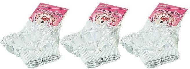 Baby Girl's Lacey Party Socks 3 In 1 - White