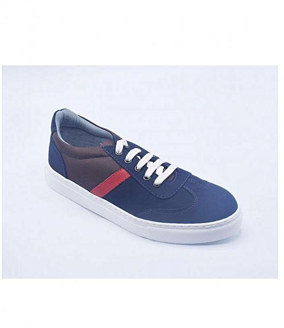 SHOES CLUB Canvas Lace Up Sneakers - Blue & Brown