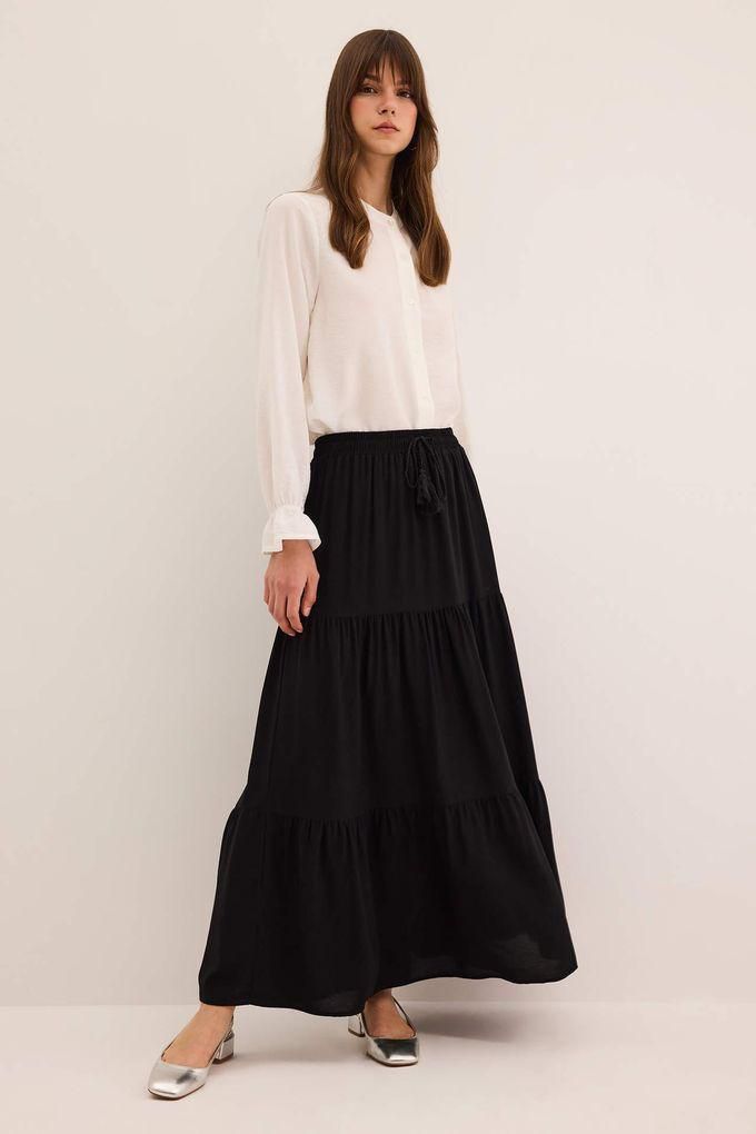 Defacto Viscose Maxi Skirt with Lace Waist