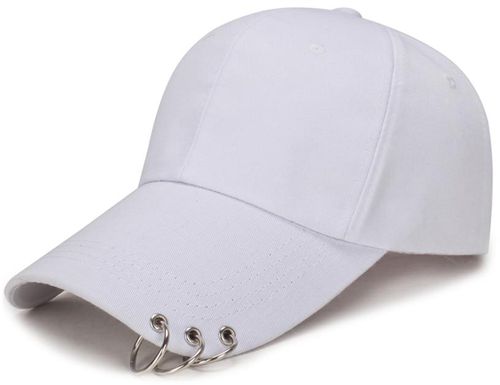 Women's Baseball Cap Trendy Personality Metal Ring Decor Solid Color Casual Hat