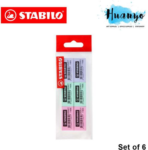 STABILO 1183C Legacy Eraser Pastel Colorful Edition (Pack of 6)