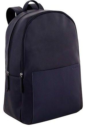 Leather Laptop Backpack Navy Blue