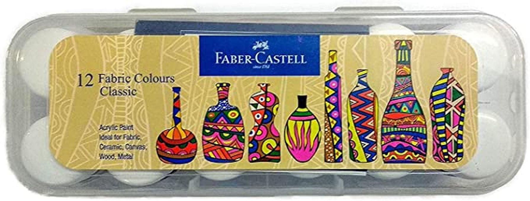 Faber Castell طلاء اكريليك للقماش 12 لون من فابر كاستل، 10 مل