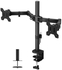 Dual Monitor Full Motion Two Arm Desk Mount With Clamp And Grommet Base Fits Up To 27 Inch
