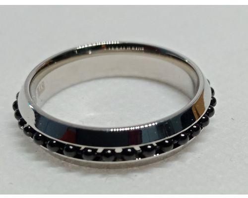 Fashionable Woman Stainless Ring Inlaid With Black Pearl-003