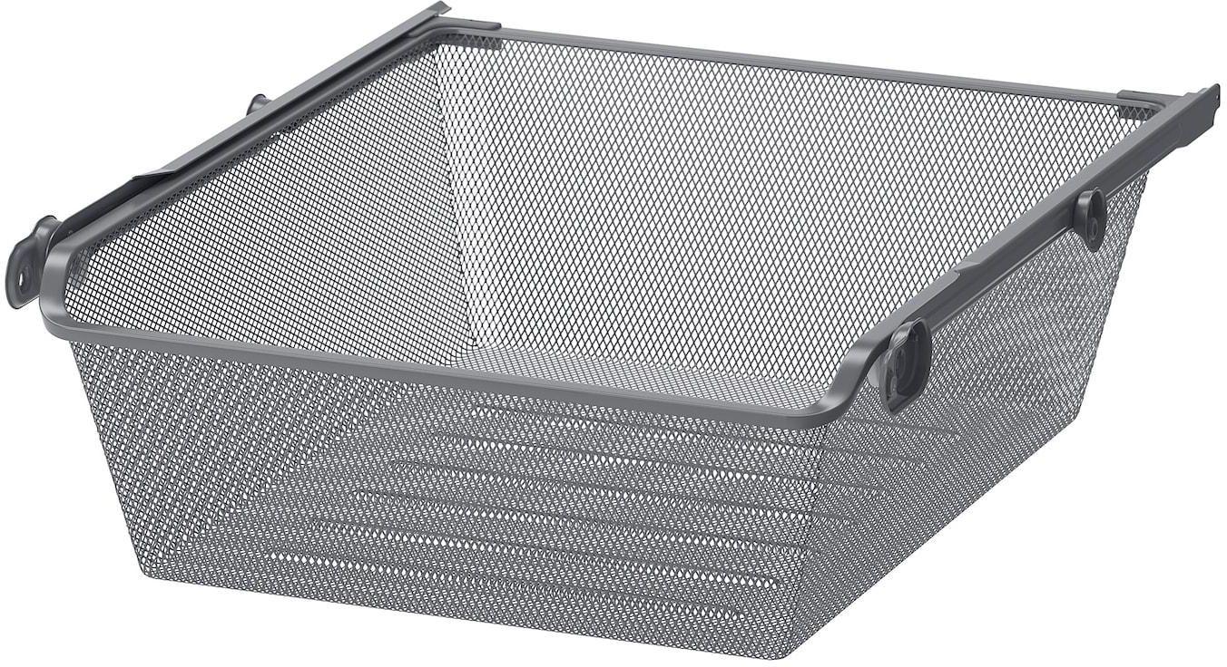 KOMPLEMENT Mesh basket with pull-out rail - dark grey 50x58 cm