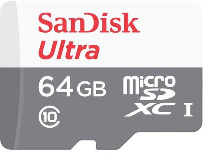 Sandisk 64GB Ultra microSD Card with Adapter, Standard Packaging