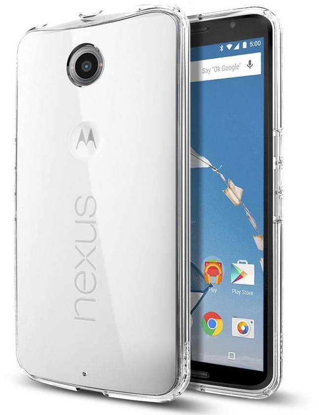 كفر قوقل نكسوس 6 ‫(موتورولا) شفاف صلب بالكامل مع اطار شفاف بارز سيليكون  Google Nexus 6 Case cover
