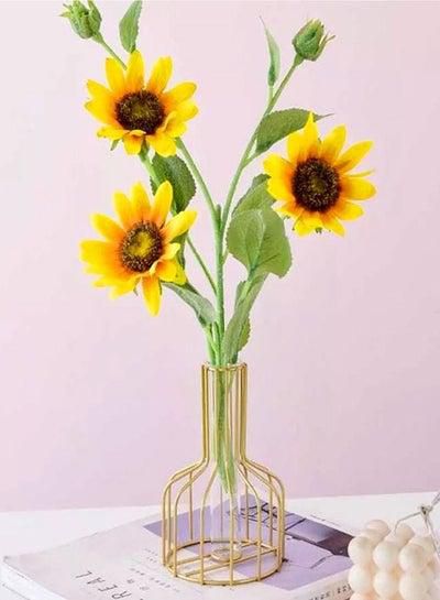 Gold Vase Glass Container Flower Stand