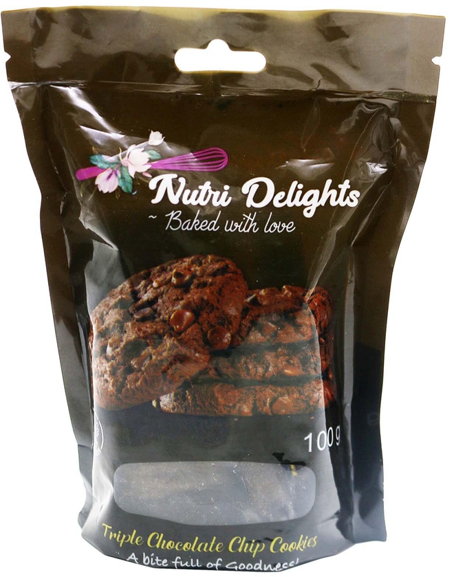 Nutri Delights Triple Chocolate Chip Cookies 100G
