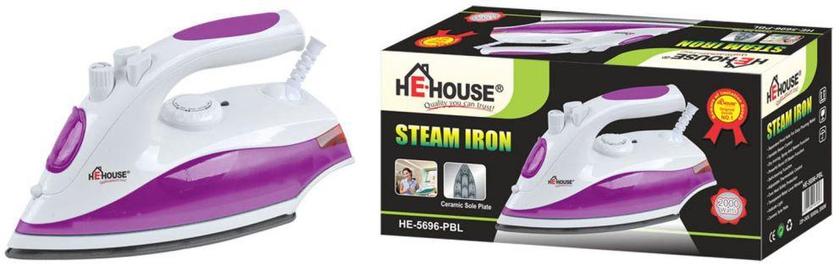 He-House Steam Iron, Purple Color, Ceramic Sole Plate - HE-5696-PBL