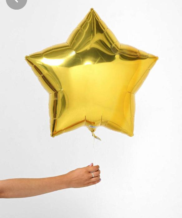 Gold Star Shaped 18inch Helium Aluminium Foil Balloon - 1Piece